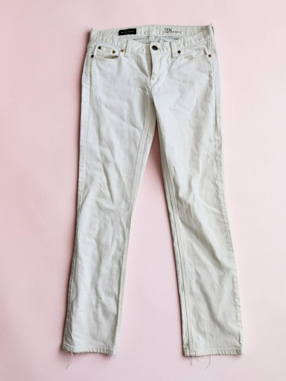 J CREW White Denim Matchstick Jeans Size 28 Short